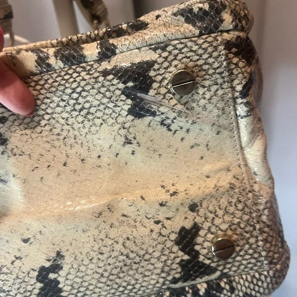 ALEXIS HUDSON Designer Snake Skin Leather Large handbag Two Zipper Closure - Picture 9 of 13